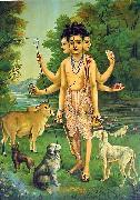 Raja Ravi Varma Dattatreya oil painting on canvas